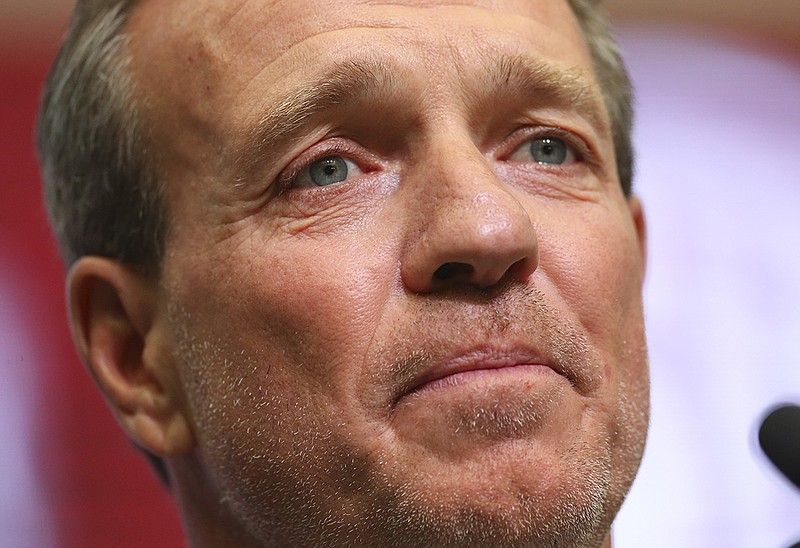 Texas A&M head coach Jimbo Fisher listens to a question during NCAA college football Southeastern Conference media days at the College Football Hall of Fame in Atlanta, Monday, July 16, 2018. (AP Photo/John Bazemore)

