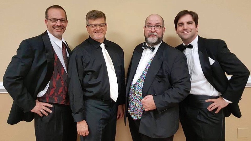 The gentlemen in Neil Simon's "Rumors" are, from left, Bobby Daniels, Dan Lyons, Ed Huckabee and Zack Jordan. (TRP contributed photo)