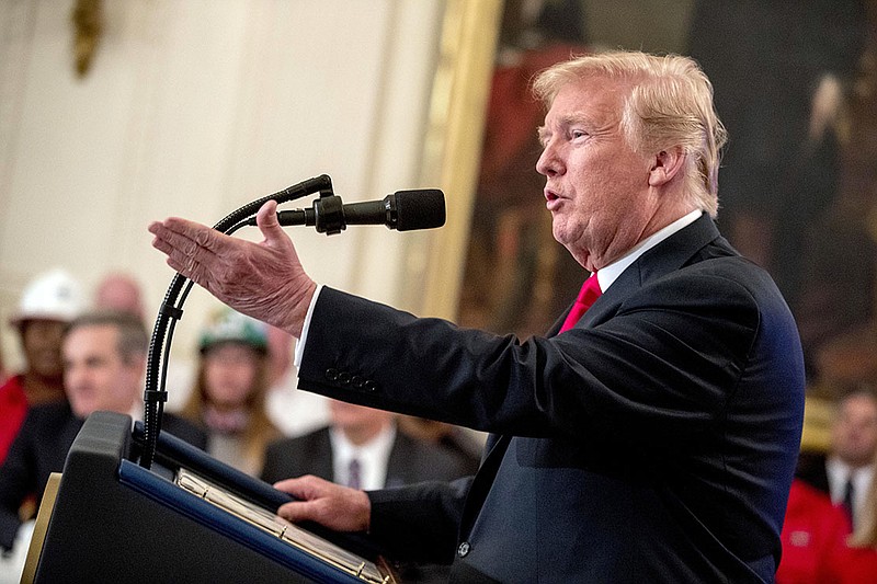 In this July 19, 2018 file photo, President Donald Trump speaks before signing an Executive Order that establishes a National Council for the American Worker during a ceremony in the East Room of the White House in Washington. Trump said he's willing to hit all imported goods from China with tariffs, sending U.S. markets sliding before the opening bell, Friday, July 20.  In a taped interview with the business channel CNBC, Trump said "I'm willing to go to 500," referring roughly to the $505.5 in goods imported last year from China.   (AP Photo/Andrew Harnik, File)