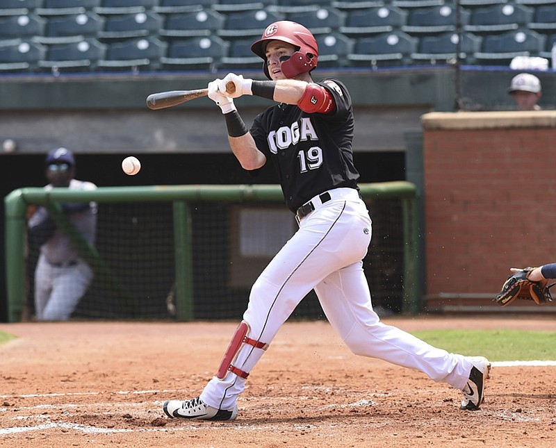 Chattanooga Lookouts left fielder Brent Rooker fouls off a pitch during the team's 5-4 loss to the Pensacola Blue Wahoos on Wednesday at AT&T Field.