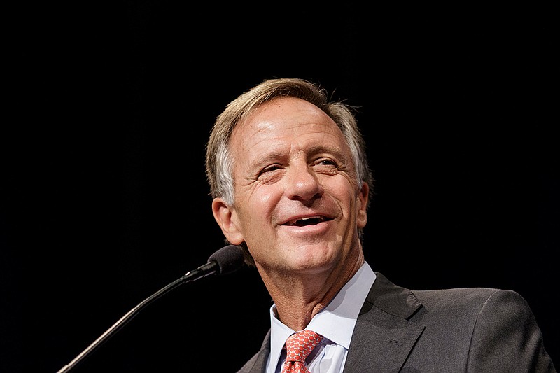 Gov. Bill Haslam gives the commencement address during Chattanooga State Technical Community College's Tennessee College of Applied Technology commencement ceremony at Abba's House on Friday, July 27, 2018, in Chattanooga, Tenn. Many of TCAT's graduates are part of Gov. Haslam's Drive to 55 initiative, which aims to increase the number of Tennesseeans with post-secondary educations to 55 percent by 2025.