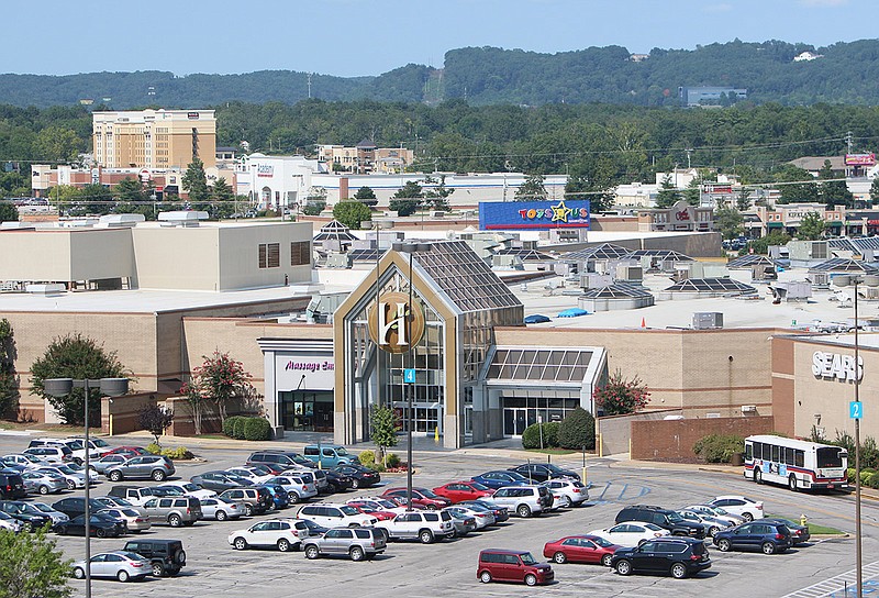 Cars sit in the parking lot of Hamilton Place Mall in Chattanooga, Tenn., in this July 24, 2017, staff file photo.