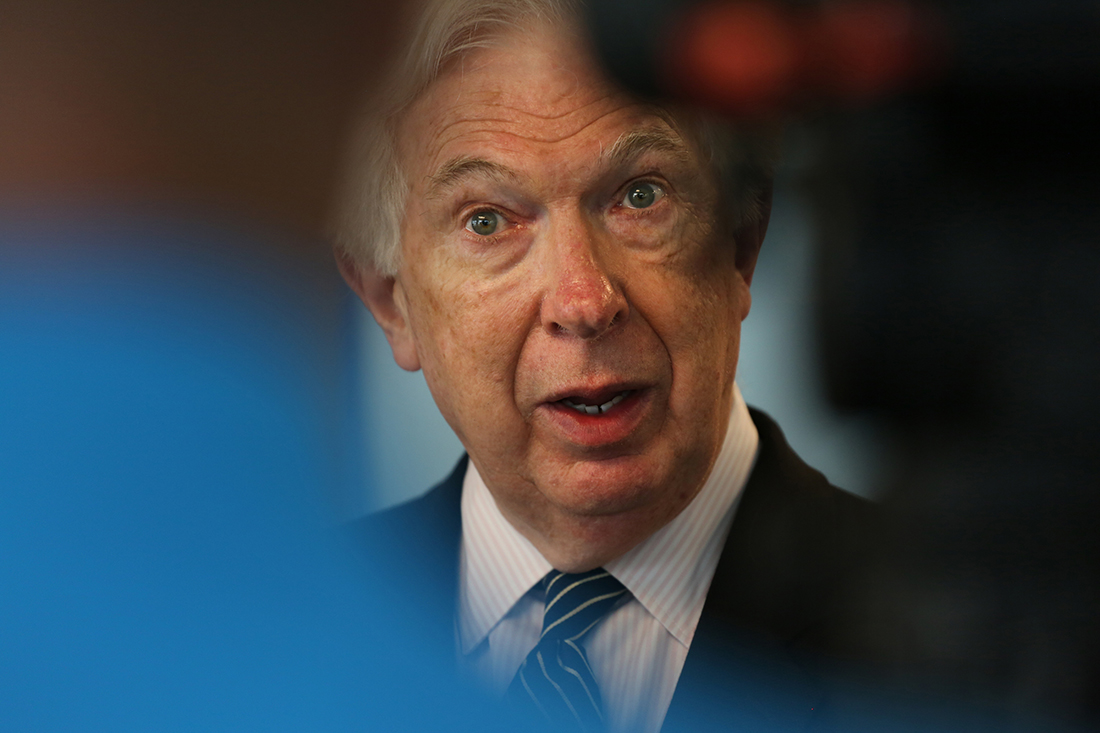 Bud Cramer, a former member of the U.S. House of Representatives of Alabama's 5th congressional district, speaks to press following a briefing at the Bellefonte Nuclear Power Plant Monday, July 30, 2018 in Hollywood, Alabama. In November 2016, Nuclear Development LLC successfully bid at auction to buy Bellefonte from the Tennessee Valley Authority.