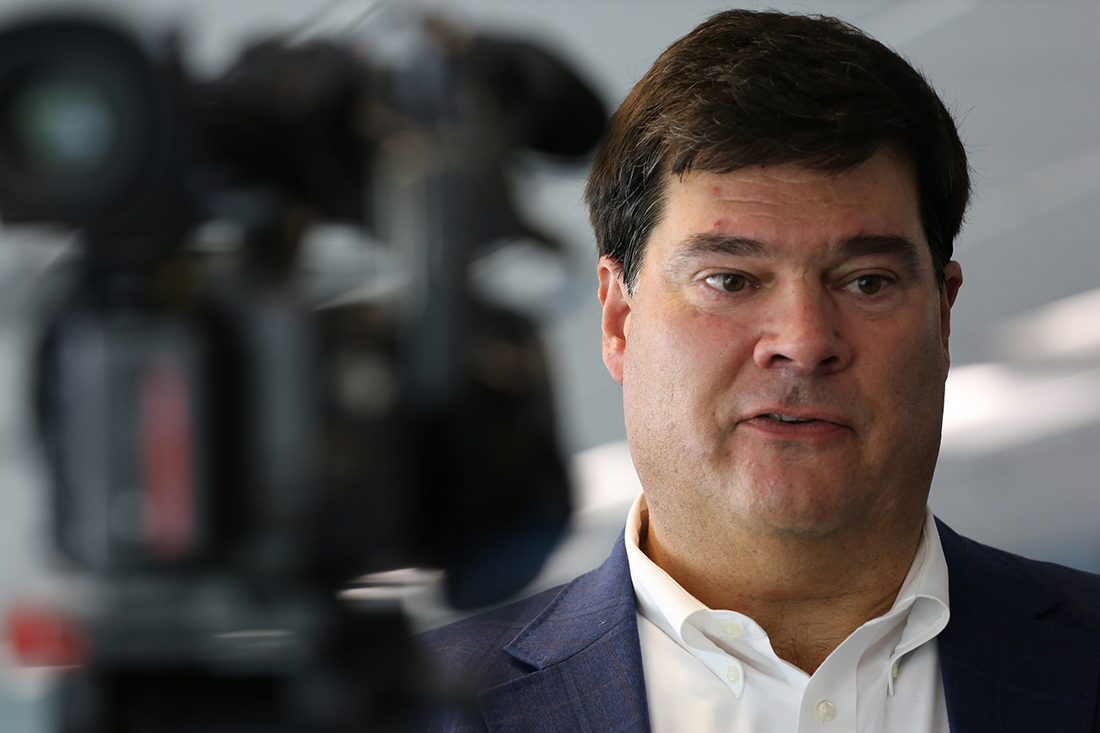 Preston Swafford, chief nuclear officer at SNC-Lavalin, speaks with press following a briefing at the Bellefonte Nuclear Plant Monday, July 30, 2018 in Hollywood, Alabama. In June, SNC-Lavalin was selected to manage the completion of the Bellefonte construction project, which will create thousands of construction jobs and more permanent jobs in the plant over the next decade.