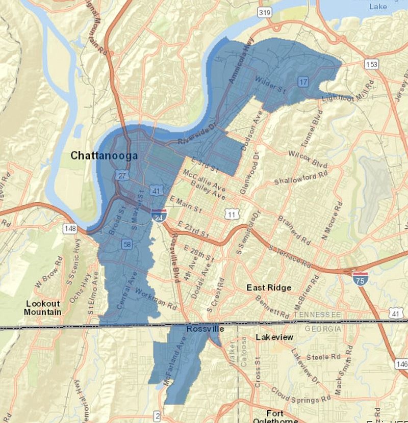 Chattanooga Opportunity Zones map (Contributed graphic)