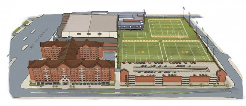 This rendering shows how the completed Haslam Field expansion will look when Tennessee 2018 begins preseason practice in August.