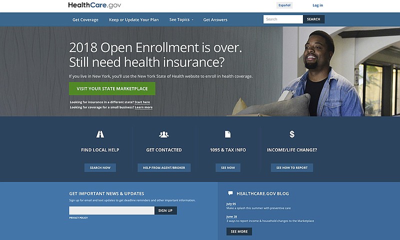 The HealthCare.gov website main page. The Trump administration is clearing the way for insurers to sell short-term health plans as a bargain alternative to pricey "Obamacare" for consumers struggling with high premiums. But the policies don't have to cover pre-existing conditions and benefits are limited. It's not certain if that's going to translate into broad consumer appeal among people who need an individual policy. (HHS via AP)