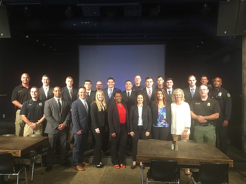 The newest round of Chattanooga Police graduates from the cadet training program are pictured with the department's Training Unit personnel. (Photo contributed by Chattanooga Police Department)