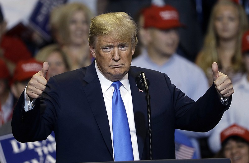 President Donald Trump speaks during a Thursday rally in Wilkes-Barre, Pa. (AP Photo/Matt Rourke)