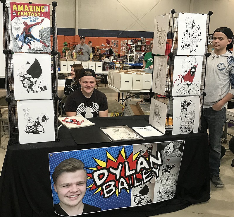 Aspiring artist Dylan Bailey, of Ringgold, sits at his booth during his first appearance at FarleyCon, a comic and toy expo in East Ridge. FarleyCon returns to the East Ridge Community Center Aug. 11.