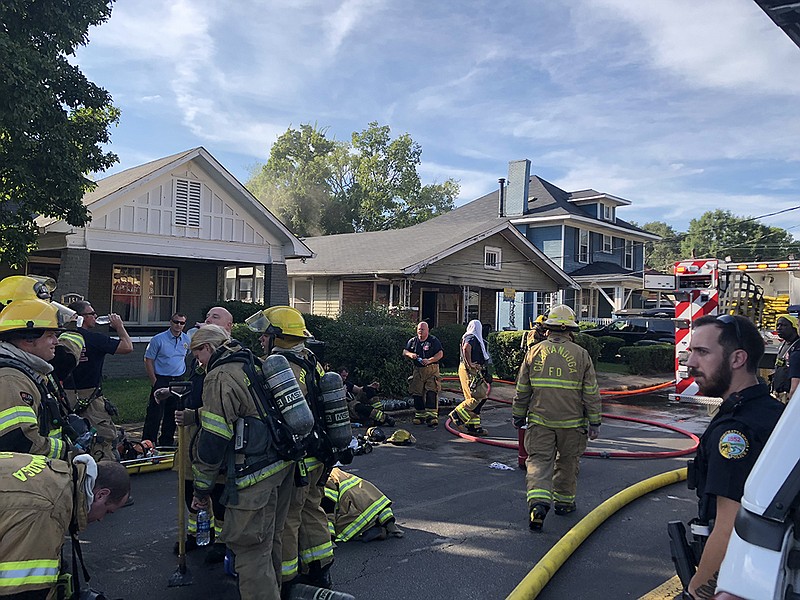 Chattanooga firefighters respond to a house fire on the 100 block of North Orchard Knob Avenue on Tuesday, August 7, 2018. / Photo by Battalion Chief David Thompson Jr.