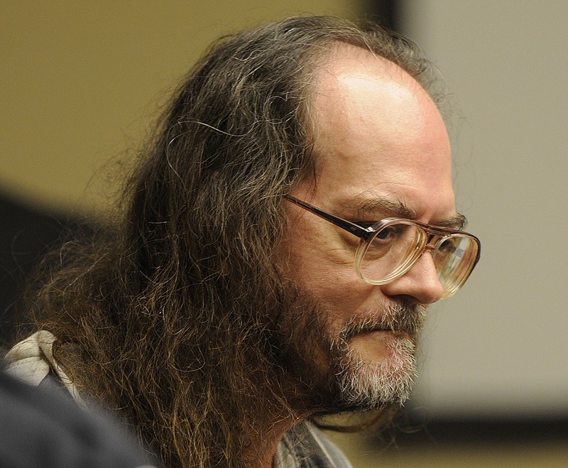  In this Aug. 16, 2010 file photo, Billy Ray Irick, on death row for raping and killing a 7-year-old girl in 1985, appears in a Knox County criminal courtroom in Knoxville, Tenn., arguing that he's too mentally ill to be executed by the state. The Tennessee Supreme Court has refused to stay Thursday's Aug. 9, 2018, scheduled execution of the convicted child killer while the state's new lethal injection protocol continues to be challenged on appeal. The order brings Tennessee within days of killing Irick with a three-drug cocktail, barring some last-minute change. (Michael Patrick/The Knoxville News Sentinel via AP, File)