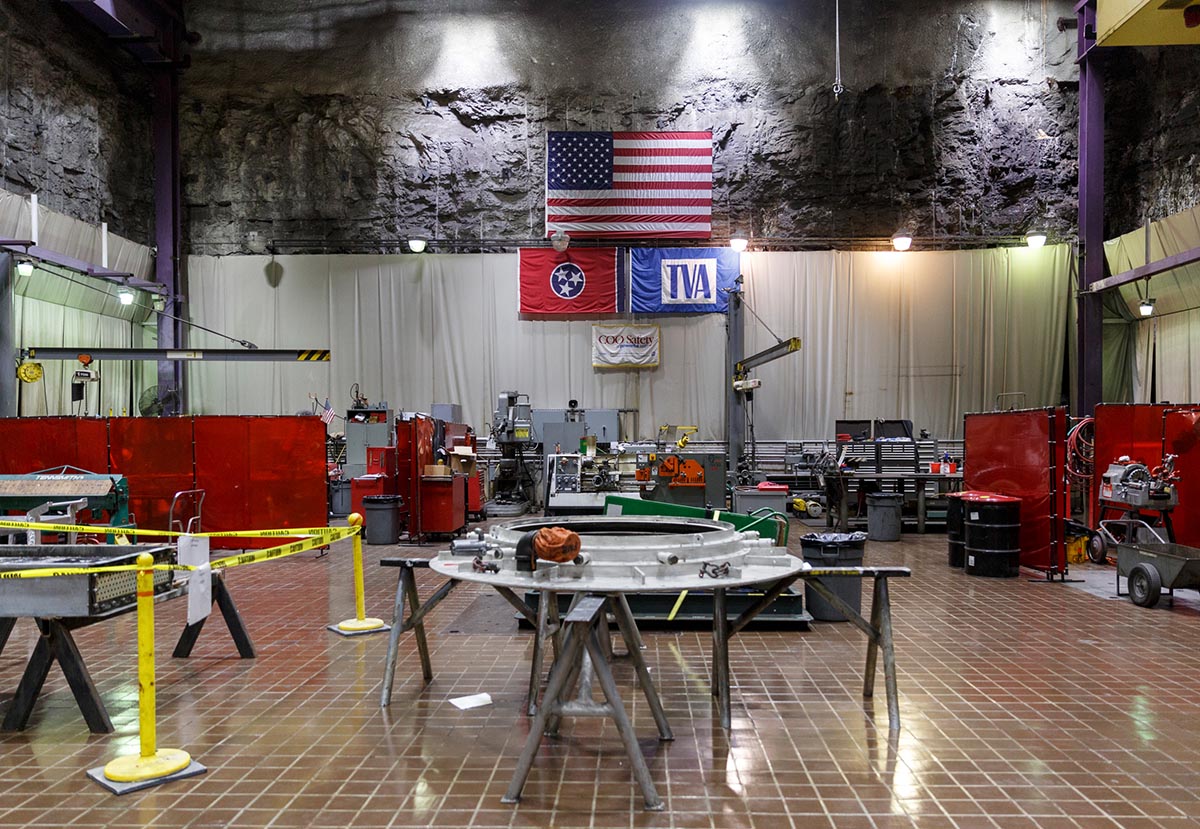 Equipment is seen on the powerhouse floor of TVA's Raccoon Mountain Pumped-Storage Plant on Friday, Aug. 10, 2018, in Chattanooga, Tenn. The hydroelectric facility halted tours for the public after the September 11 terrorist attacks in 2001, but they began offering tours again this year.