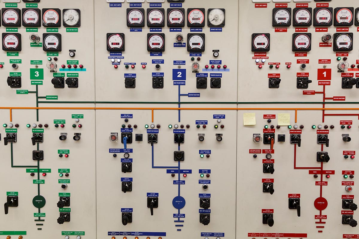 Instrument panels for three generators are seen in the control room of TVA's Raccoon Mountain Pumped-Storage Plant on Friday, Aug. 10, 2018, in Chattanooga, Tenn. The hydroelectric facility halted tours for the public after the September 11 terrorist attacks in 2001, but they began offering tours again this year.