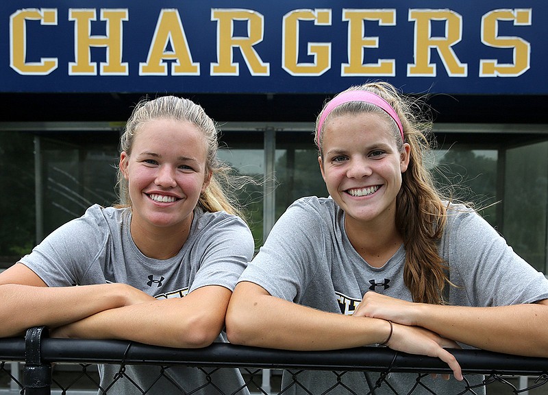 Staff photo by Erin O. Smith / 
Chattanooga Christian School soccer players Kate Dirkse and Addie Henry pose for a photo at CCS Wednesday, August 8, 2018 in Chattanooga, Tennessee. Dirkse and Henry, who have helped the program reach the state tournament twice, will be the team leaders as they go into their fourth season as starters. 