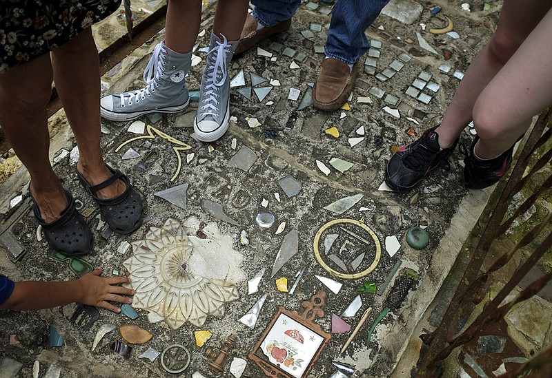 A mosaic walkway in Paradise Garden.