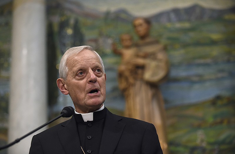 FILE – In this June 30, 2015, file photo, Cardinal Donald Wuerl, archbishop of Washington, speaks while outlining the schedule for Pope Francis' September 2015 visit to Washington, during a news conference at the Cathedral of St. Matthew the Apostle in Washington.