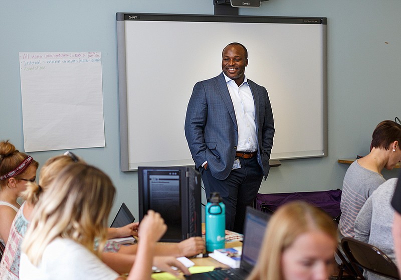 Hamilton County Schools Superintendent Dr. Bryan Johnson observes teachers in a curriculum mapping workshop last month.