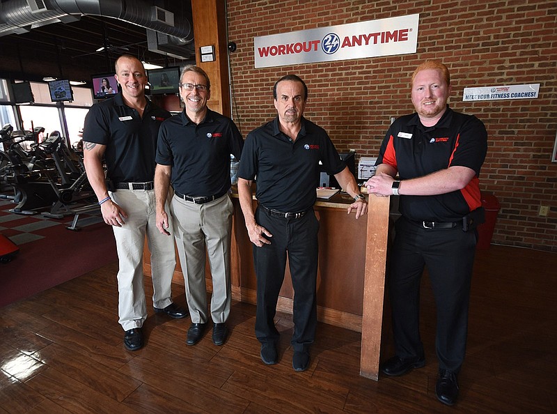 Workout Anytime leaders include, from left, Kenneth Blevins, Jeff Londis, Ted Brisebois and Bradley Kelly.