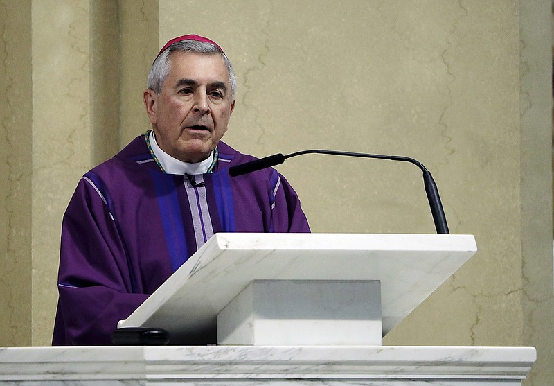 Bishop Ronald Gainer, of the Harrisburg Diocese, celebrates mass at the Cathedral Church of Saint Patrick in Harrisburg, Pa., Friday, Aug. 17, 2018. The grand jury report released this week found rampant sexual abuse of more than 1,000 children by about 300 priests in six Pennsylvania dioceses over seven decades. It criticized Gainer for advocating to the Vatican that two abusive priests not be defrocked. (AP Photo/Matt Rourke)