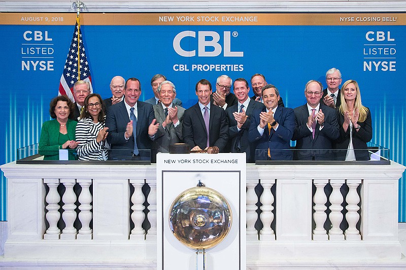 Photo contributed by CBL / The New York Stock Exchange recently welcomed CBL in celebration of its 25th anniversary of the company's listing. Stephen Lebovitz, CBL's chief executive officer, is joined by Chris Taylor, vice president of NYSE listings and services, and other CBL officials ringing the exchange's closing bell.