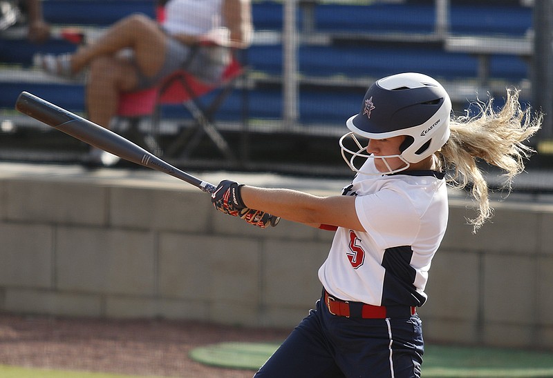 Heritage's Riley Kokinda bats during the Lady Generals' home game against Ridgeland on Aug. 21. Heritage is 8-1 in Region 6-AAAA, tied for first place with LaFayette but with Northwest Whitfield close behind at 7-2.