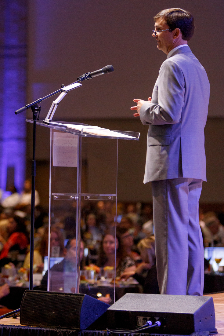 Staff photo by C.B. Schmelter /
Michael Mathis, the United Way 2018 campaign chair, speaks during the United Way of Greater Chattanooga's Campaign Kickoff event at the Chattanooga Convention Center on Tuesday, Aug. 21, 2018 in Chattanooga, Tenn.