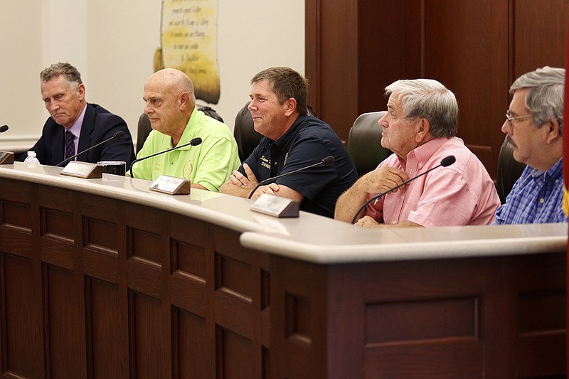 The Catoosa County Commission meets at the Catoosa County administrative building on Tuesday, Aug. 21, 2018, in Ringgold, Ga. Commissioners voted unanimously to donate about 5 acres of land to the Catoosa County Board of Education.