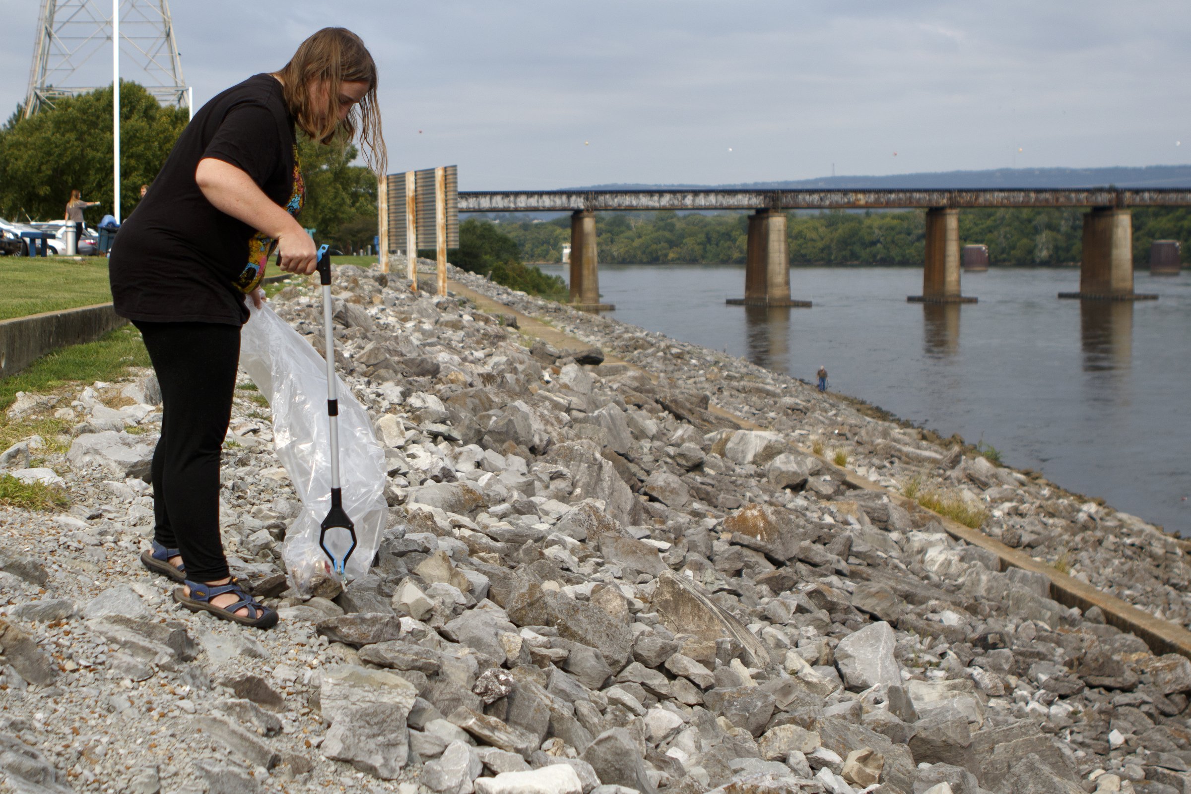 Simone Madsen, executive director of the Southeast Tennessee Resource Conservation and Development Council, participates in a cleanup organized by GreenSteps and The Wilderness Society.
