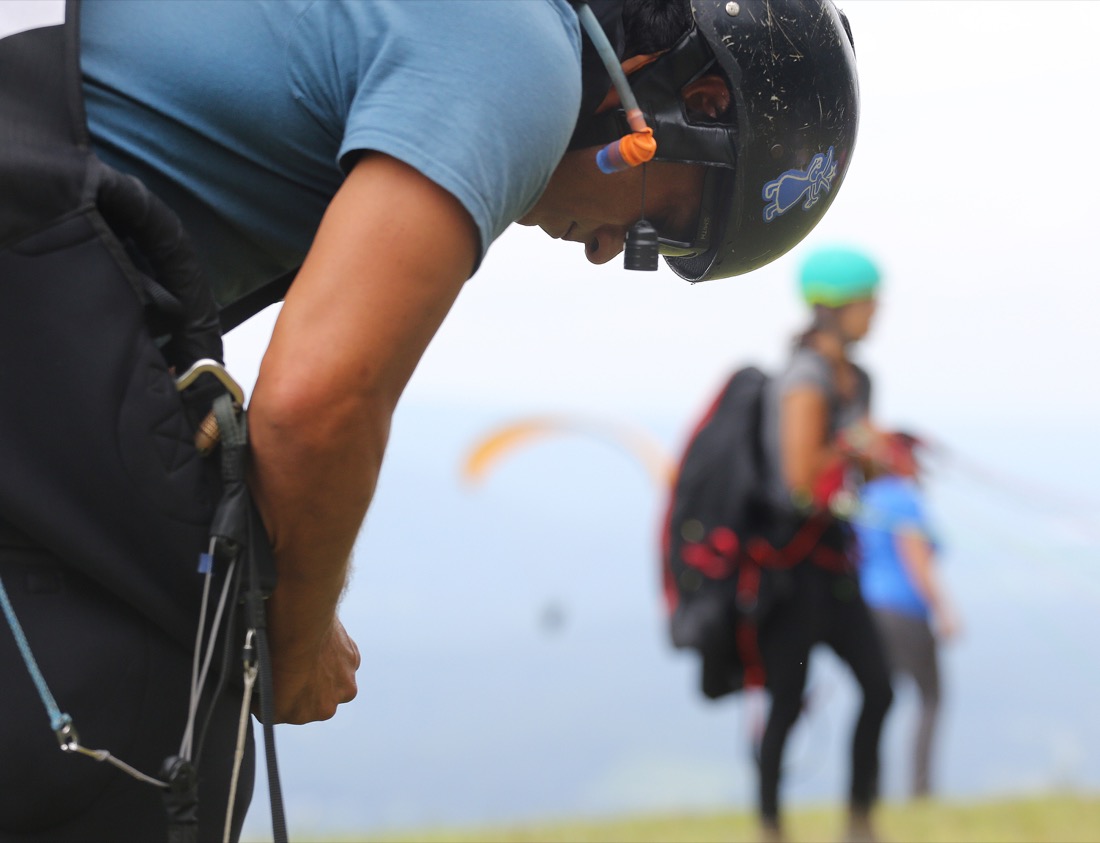 Alejandro Albornoz gets his paraglider ready before the Hurricane Open 2018 paragliding event Wednesday, September 5, 2018 in Whitwell, Tennessee. Albornoz has been paragliding for 18 years.