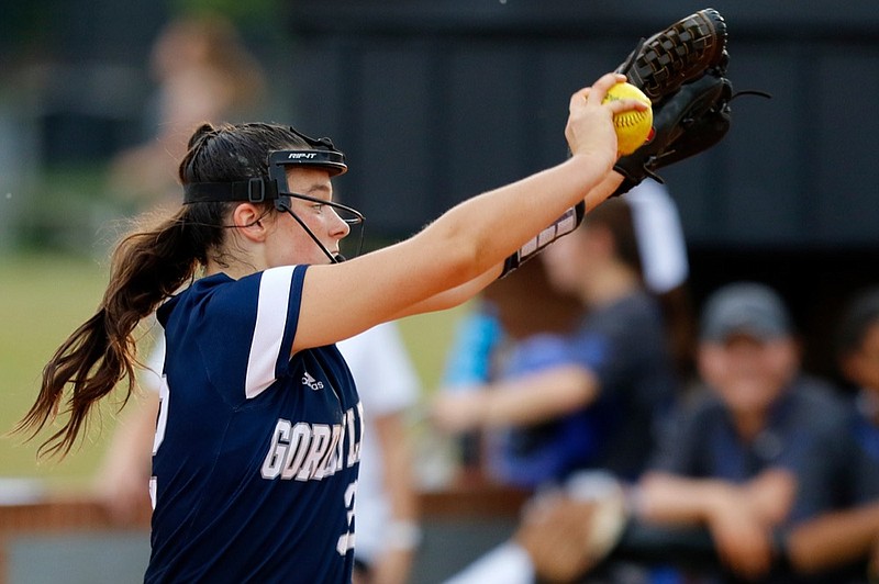 Staff photo by C.B. Schmelter / 
Gordon Lee's Emma Langston pitches against Trion at the J.W. Greenwood Athletic Complex on Thursday, Sept. 6, 2018 in Trion, Ga.