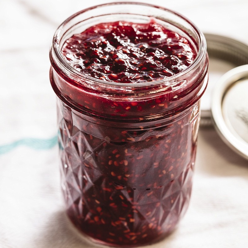 This undated photo provided by America's Test Kitchen in August 2018 shows a raspberry jam in Brookline, Mass. This recipe appears in the cookbook "Foolproof Preserving." (Daniel J. van Ackere/America's Test Kitchen via AP)