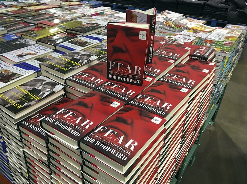 Copies of Bob Woodward's "Fear" are seen for sale at Costco, Wednesday, Sept. 11, 2018 in Arlington, Va. 