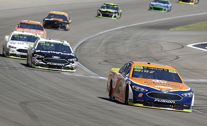 NASCAR driver Brad Keselowski leads the field around a curve at Las Vegas Motor Speedway on Sunday during the opening race of the Cup Series playoffs.