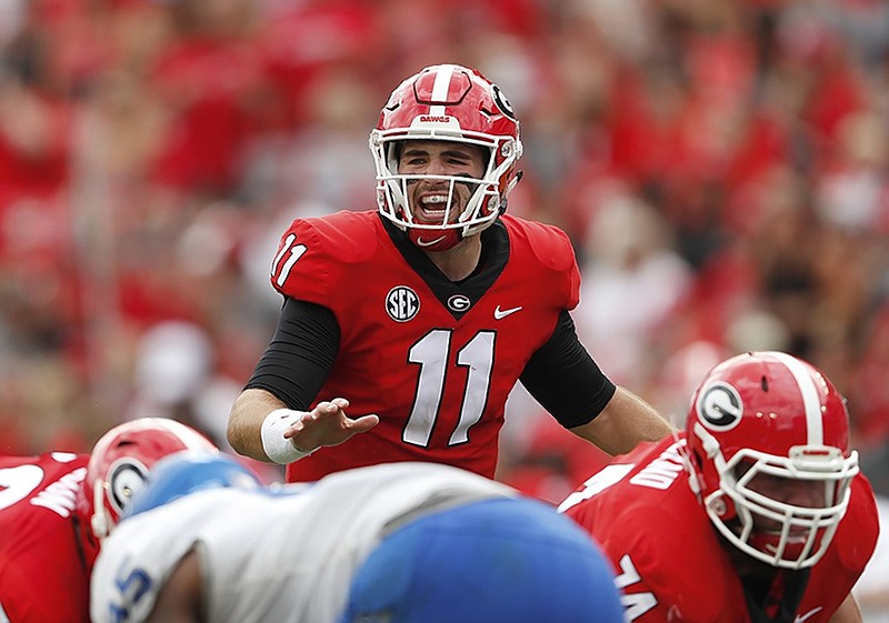 Georgia quarterback Jake Fromm calls signals during the Bulldogs' home game against Middle Tennessee State on Saturday.