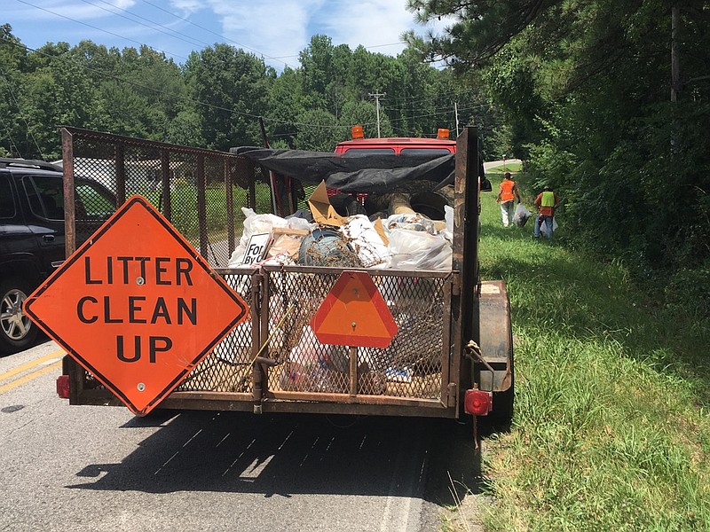 Bags of trash are pictured in a Walker County litter clean-up vehicle. The county's litter control program recently received a state grant to help offset costs (Contributed photo/Walker County Commissioner's Office).