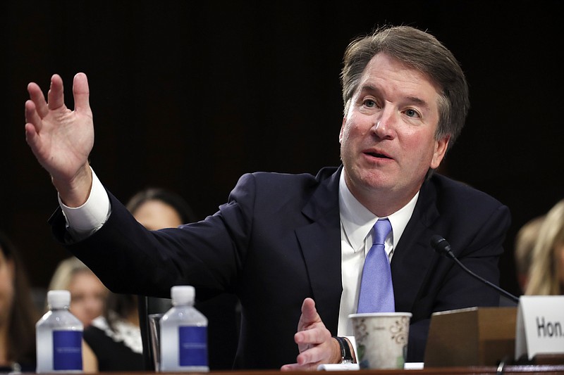 President Donald Trump's Supreme Court nominee Brett Kavanaugh testifies before the Senate Judiciary Committee on Capitol Hill in Washington, Thursday, Sept. 6, 2018, for the third day of his confirmation hearing to replace retired Justice Anthony Kennedy. (AP Photo/Alex Brandon)