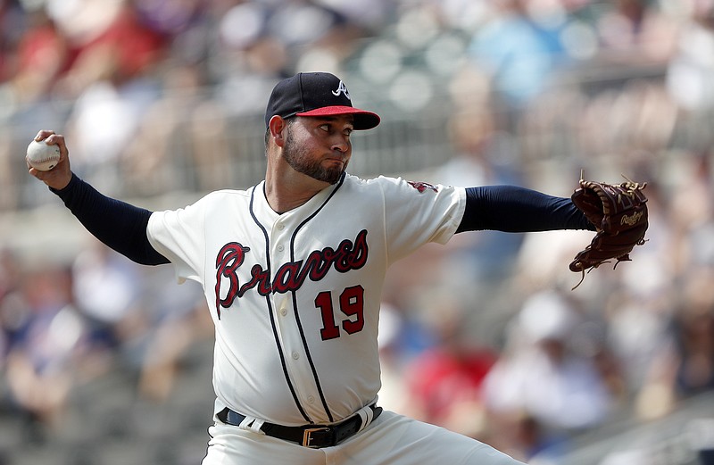 Atlanta Braves starting pitcher Anibal Sanchez delivers to the plate during Sunday's home game against the Philadelphia Phillies.