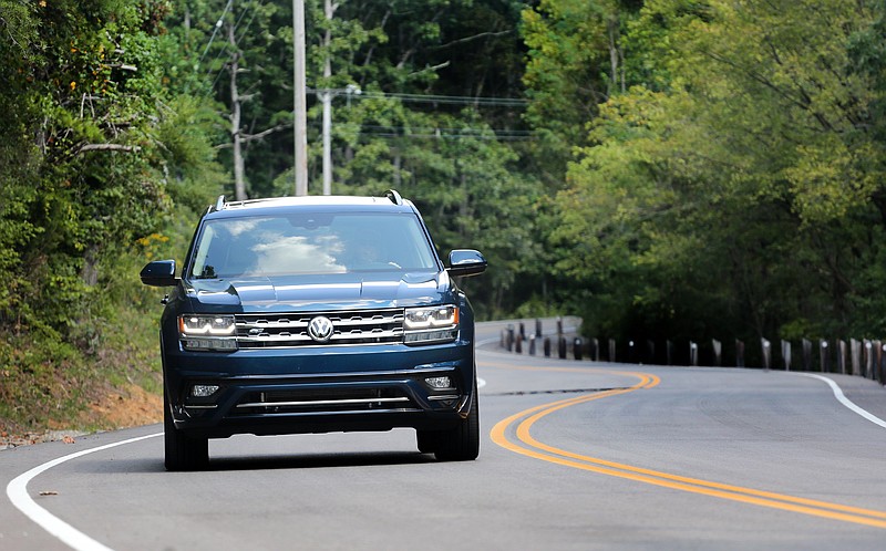 The 2018 VW Atlas R-Line is photographed on Raccoon Mountain Thursday, September 20, 2018 in Marion County, Tennessee. The vehicle is produced at the Volkswagen Chattanooga Assembly Plant. 