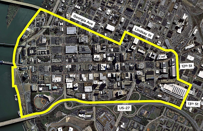 Contributed photo / A possible business improvement district could stretch from the Tennessee River to 13th Street in downtown Chattanooga.