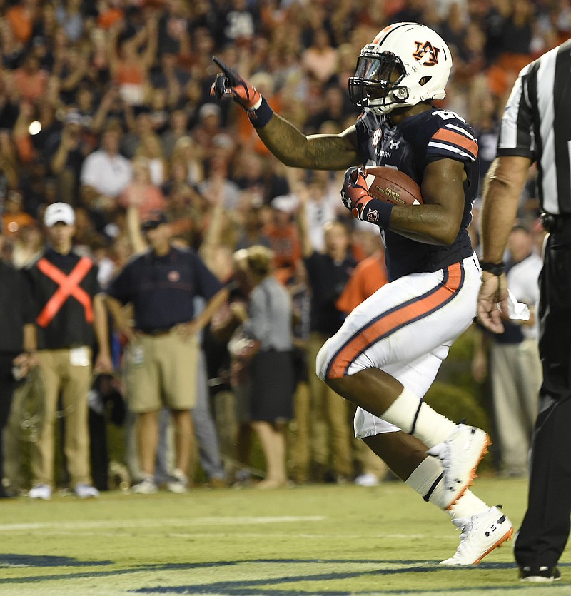 Auburn leading rusher JaTarvious Whitlow scored two touchdowns in the 34-3 win over Arkansas on Sept. 22, but he hasn't scored since as the Tigers are struggling to run the ball entering Saturday's home game against Tennessee.