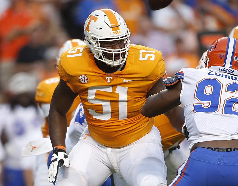 Tennessee offensive lineman Drew Richmond (51) and his teammates heard a familiar message from first-year coach Jeremy Pruitt after last Saturday's loss at South Carolina.