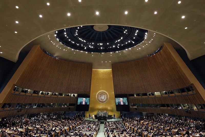 President Donald Trump addresses the 73rd session of the United Nations General Assembly, at U.N. headquarters on Sept. 25, 2018. (AP Photo/Richard Drew)