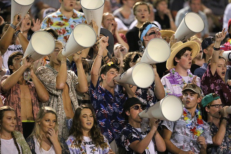 The Ridgeland student section cheers for its football team during a home game against Heritage on Sept. 21.