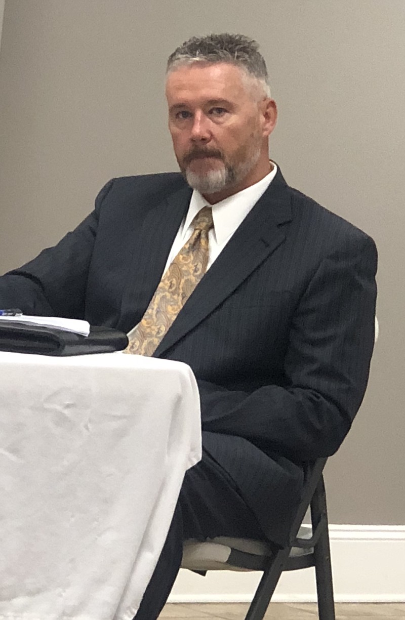 South Pittsburg City Attorney Billy Gouger listens during a discussion about proposed Ordinance 793 at the South Pittsburg City Commission's October meeting.