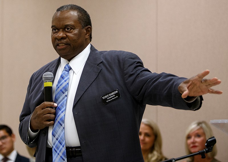 Staff photo by C.B. Schmelter / District 28 Democratic candidate Yusuf Hakeem speaks during a forum hosted by the League of Women Voters in September at the University of Tennessee at Chattanooga.