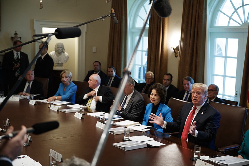 President Donald Trump speaks during a cabinet meeting in the Cabinet Room of the White House, Wednesday, Oct. 17, 2018, in Washington. (AP Photo/Evan Vucci)