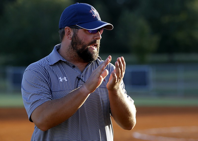 Staff file photo by C.B. Schmelter / Heritage softball coach Tanner Moore and the Lady Generals will host Marist on Monday as they try to repeat as GHSA Class AAAA state champions.