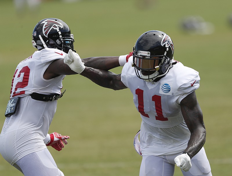 Julio Jones, right, and Mohamed Sanu, left, are part of a strong receivers corps for the Atlanta Falcons, who have been solid on offense this season despite a 2-4 start.