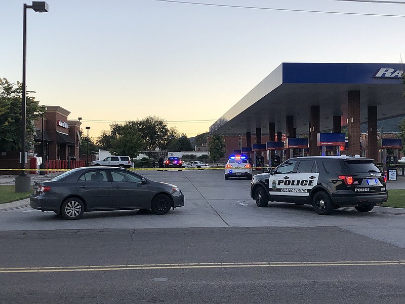 Chattanooga police on Sunday investigate a report of shots being fired at the Raceway convenience store on Broad Street. Police found no victims at the scene or local hospitals.